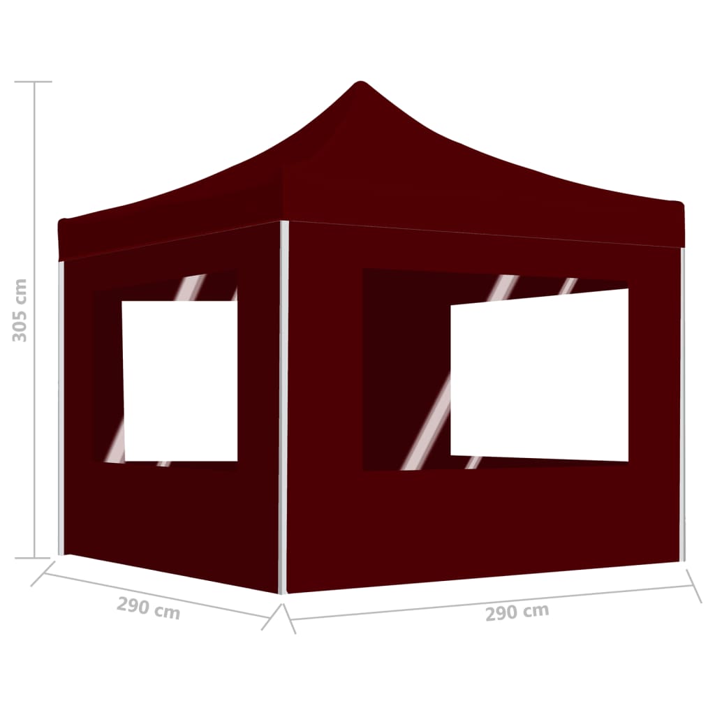 Tente de réception professionnelle pliable avec parois en aluminium 3×3m rouge vin