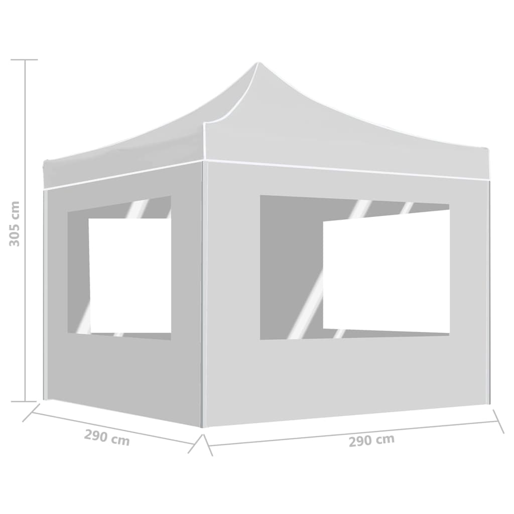 Profi-Partyzelt Faltbar mit Wänden Aluminium 3×3m Weiß