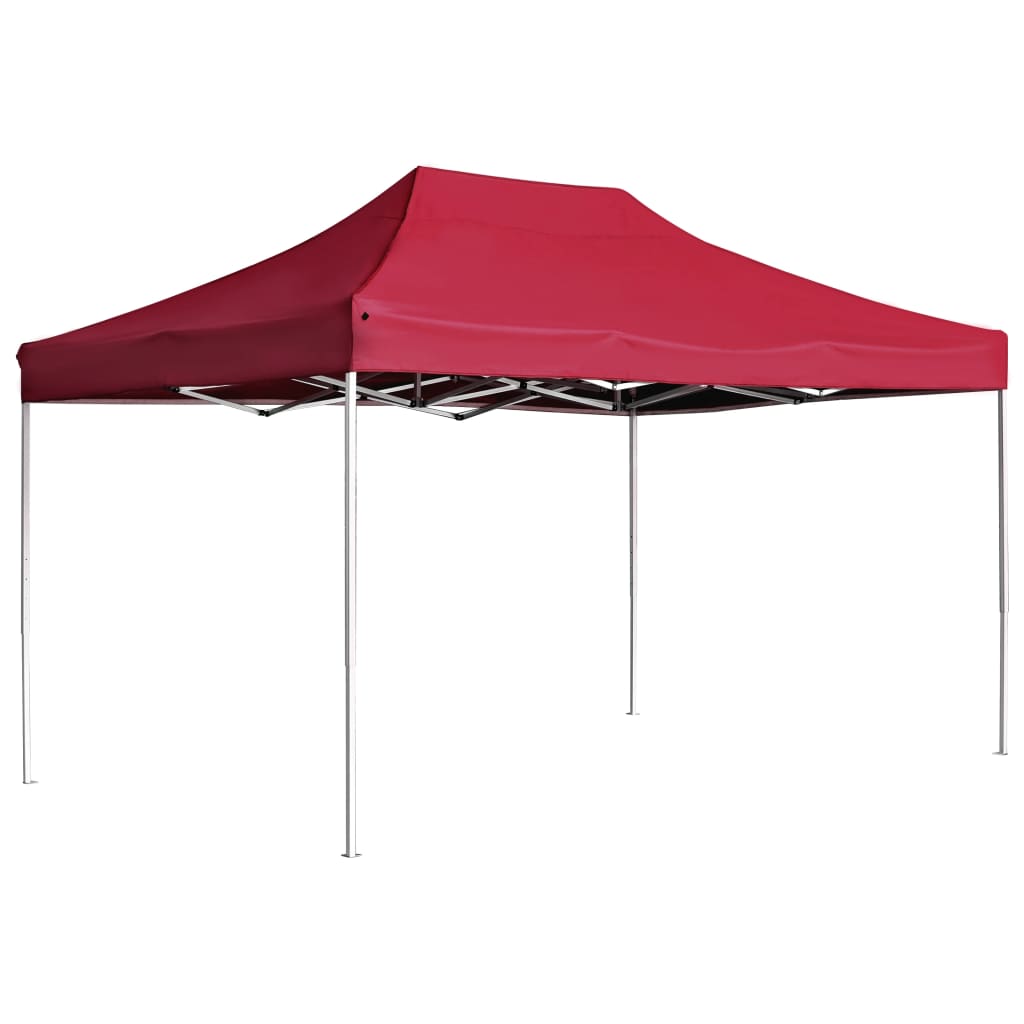 Tente de fête professionnelle pliable en aluminium 4,5x3 m rouge vin