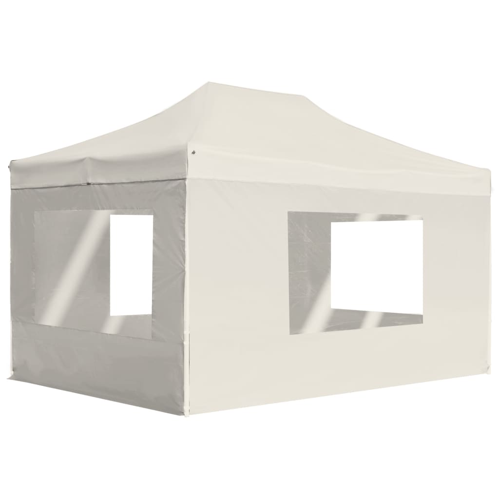 Tente de fête professionnelle pliable avec parois en aluminium 4,5x3 m crème