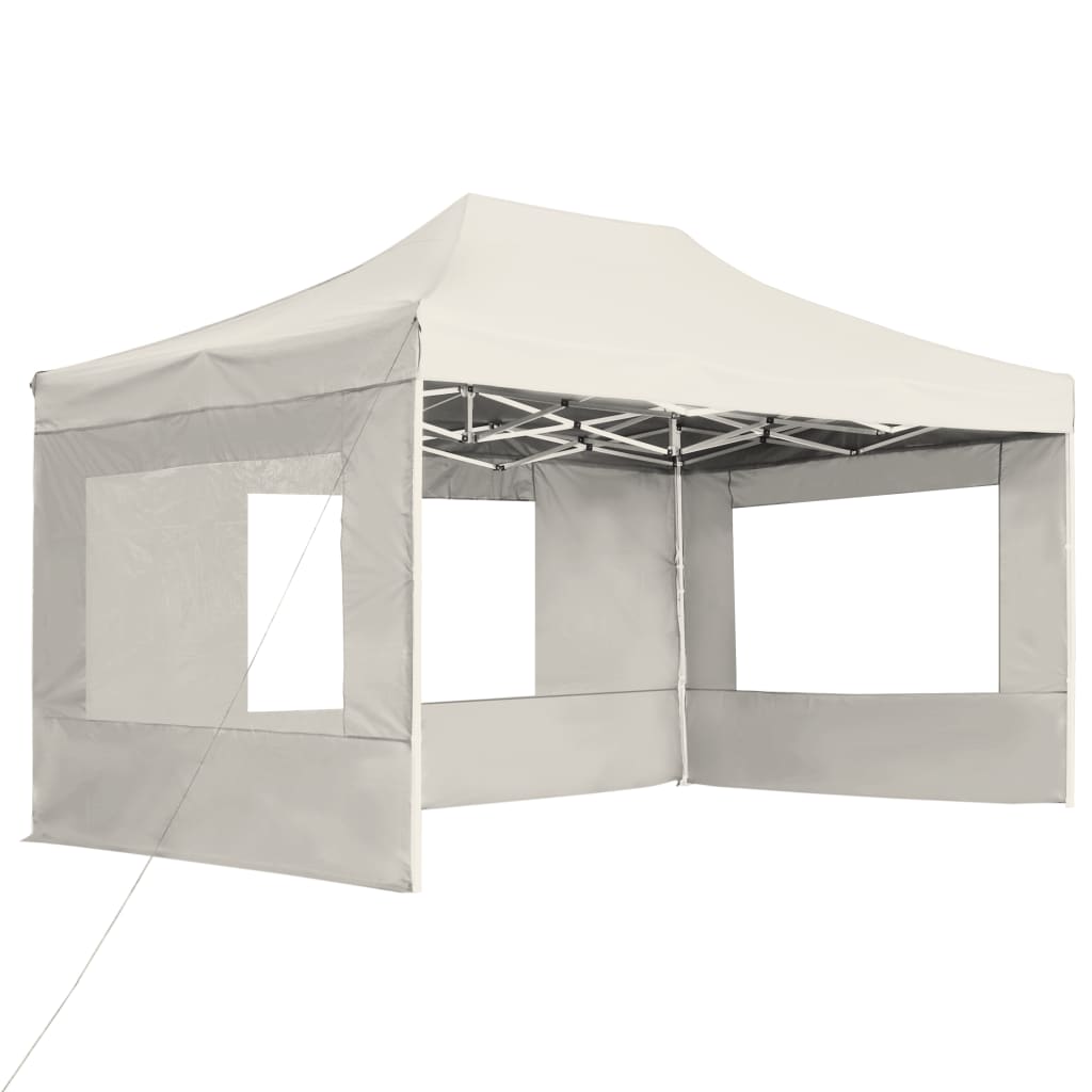 Tente de fête professionnelle pliable avec parois en aluminium 4,5x3 m crème