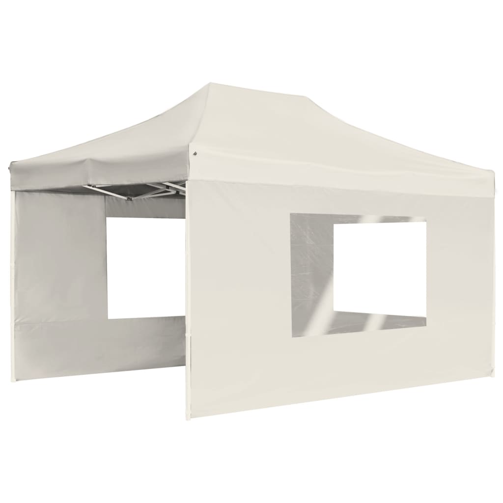 Tente de fête professionnelle pliable avec parois en aluminium 4,5x3 m crème