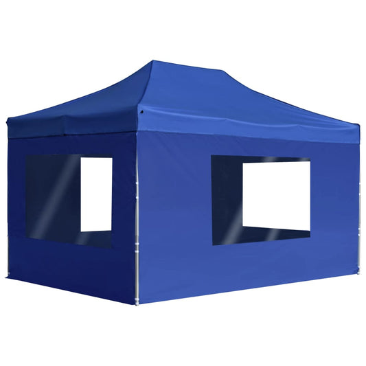 Tente de fête professionnelle pliable avec parois aluminium 4,5x3 m bleu