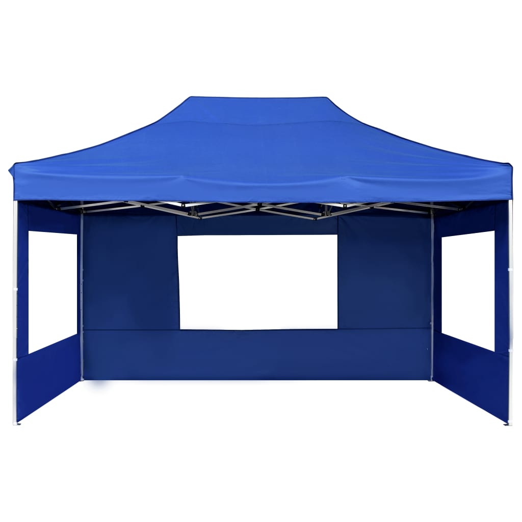 Tente de fête professionnelle pliable avec parois aluminium 4,5x3 m bleu