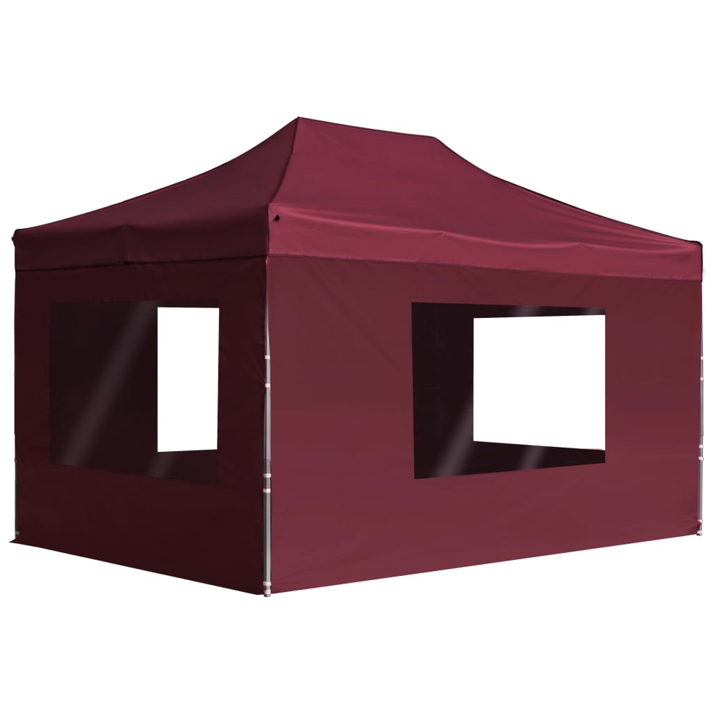 Tente de réception professionnelle pliable avec parois en aluminium 4,5x3m rouge vin