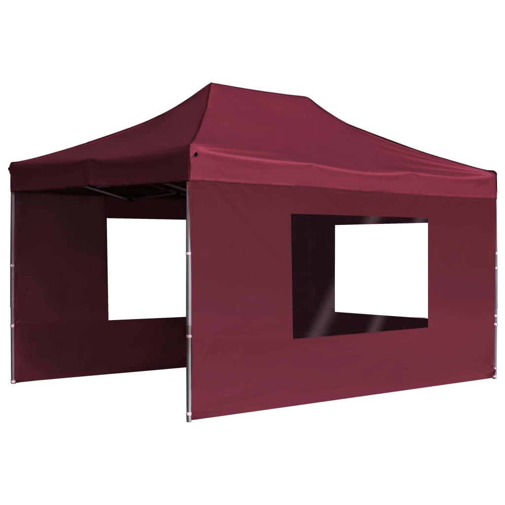 Tente de réception professionnelle pliable avec parois en aluminium 4,5x3m rouge vin