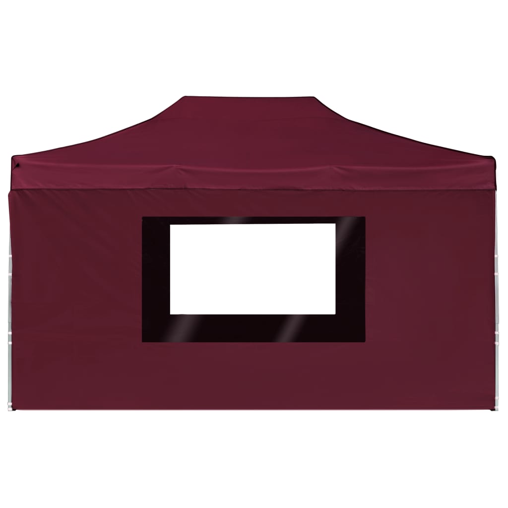 Tente de réception professionnelle pliable avec parois en aluminium 4,5x3m rouge vin