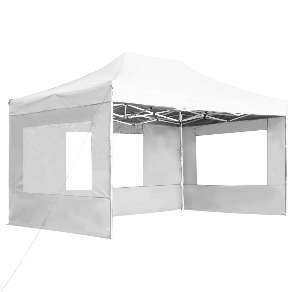 Tente de fête professionnelle pliable avec parois aluminium 4,5x3m blanc