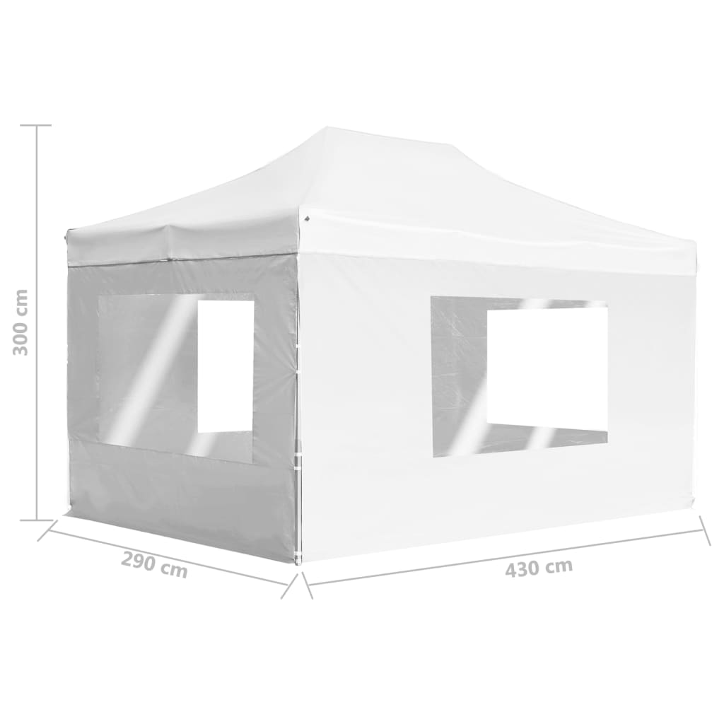 Tente de fête professionnelle pliable avec parois aluminium 4,5x3m blanc