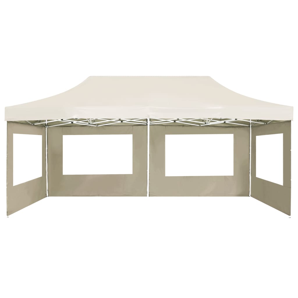 Tente de réception professionnelle pliable avec parois en aluminium 6×3m crème