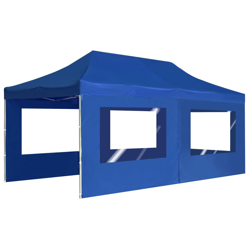 Tente de réception professionnelle pliable avec parois en aluminium 6×3m bleu