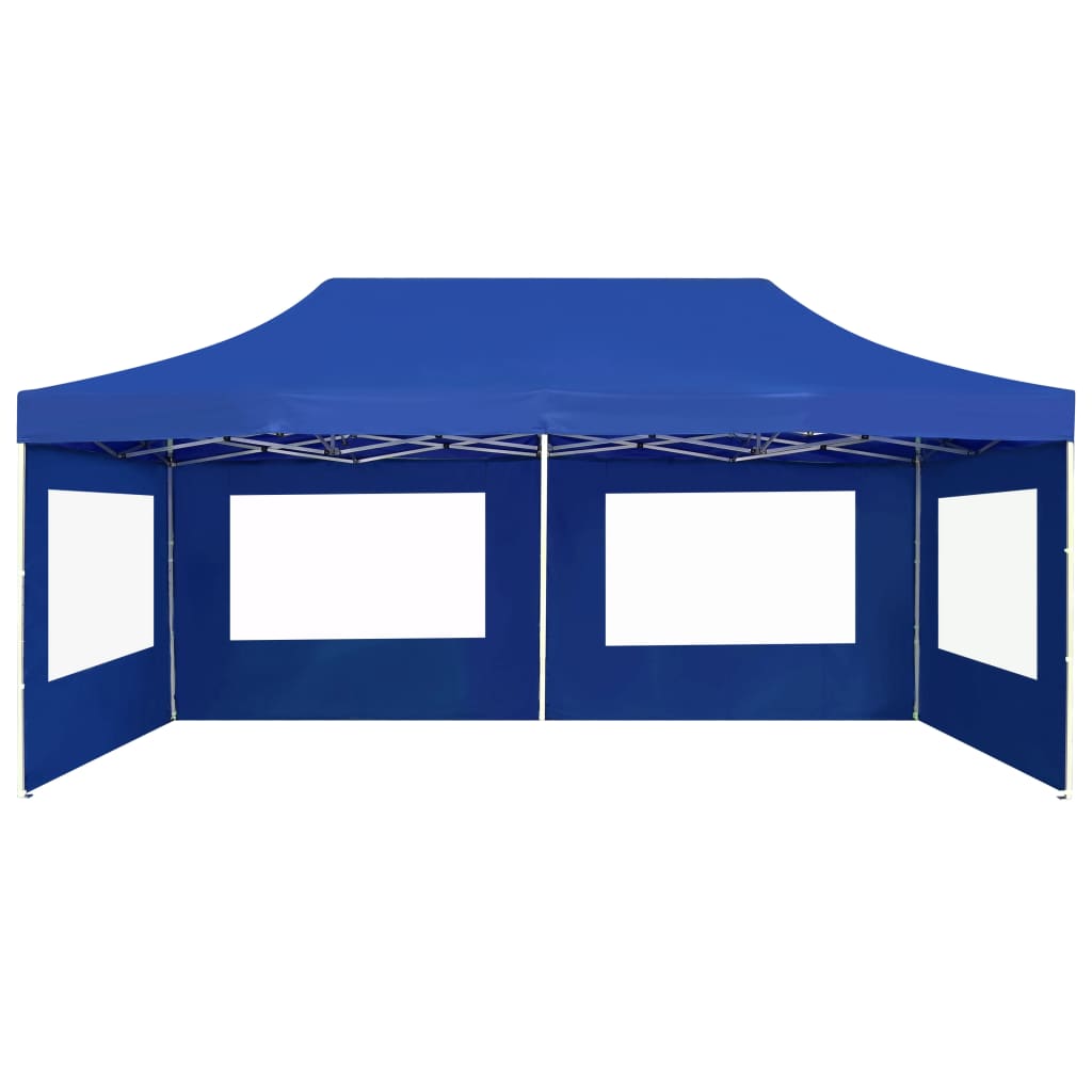 Tente de réception professionnelle pliable avec parois en aluminium 6×3m bleu
