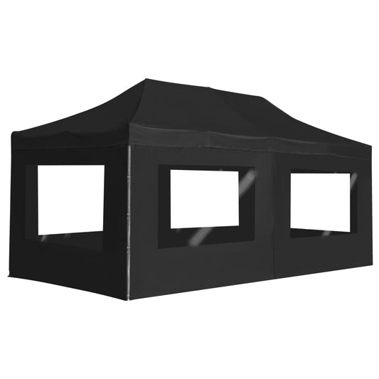 Profi-Partyzelt Faltbar mit Wänden Aluminium 6×3m Anthrazit