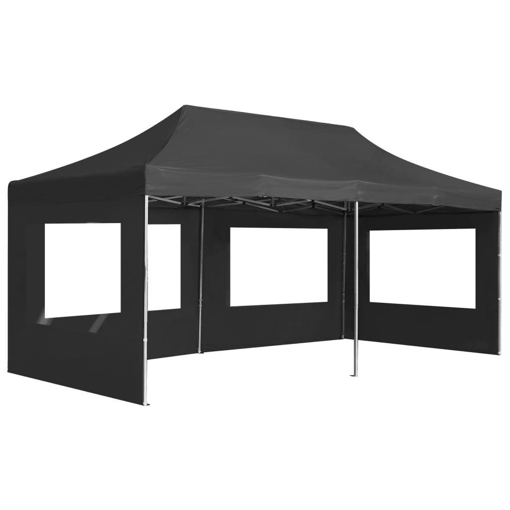 Profi-Partyzelt Faltbar mit Wänden Aluminium 6×3m Anthrazit