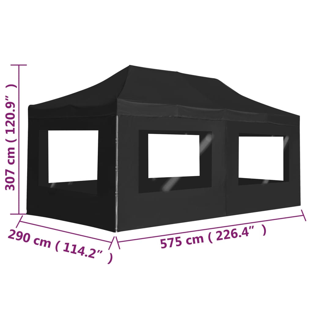 Profi-Partyzelt Faltbar mit Wänden Aluminium 6×3m Anthrazit