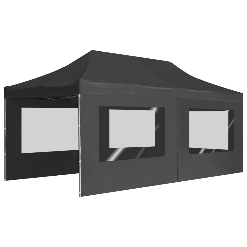 Profi-Partyzelt Faltbar mit Wänden Aluminium 6×3m Anthrazit