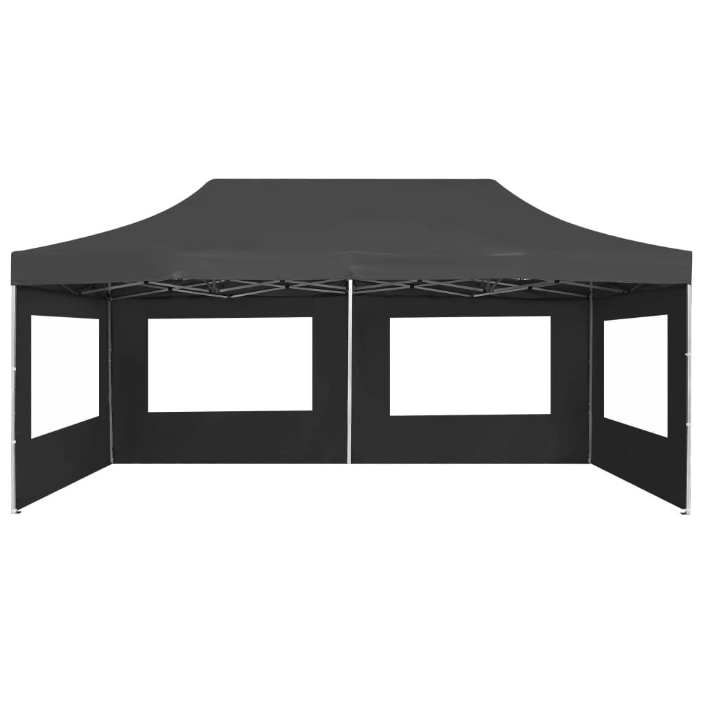 Profi-Partyzelt Faltbar mit Wänden Aluminium 6×3m Anthrazit