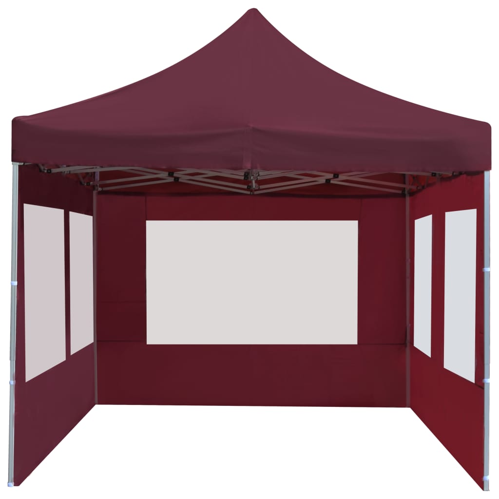 Profi-Partyzelt Faltbar mit Wänden Aluminium 6×3m Weinrot