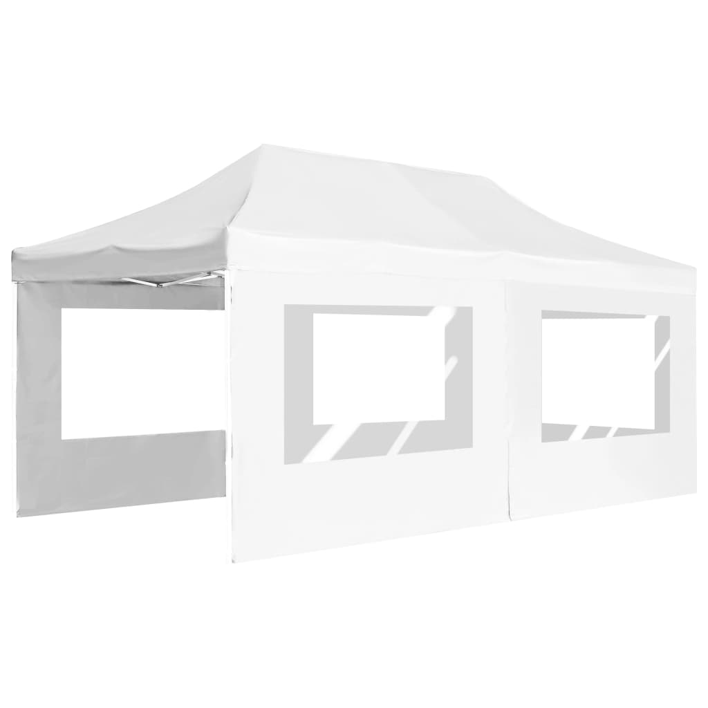Tente de réception professionnelle pliable avec parois en aluminium 6×3m blanche