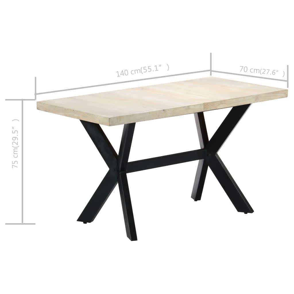 Esstisch 140x70x75 cm Massivholz Mango Gebleicht