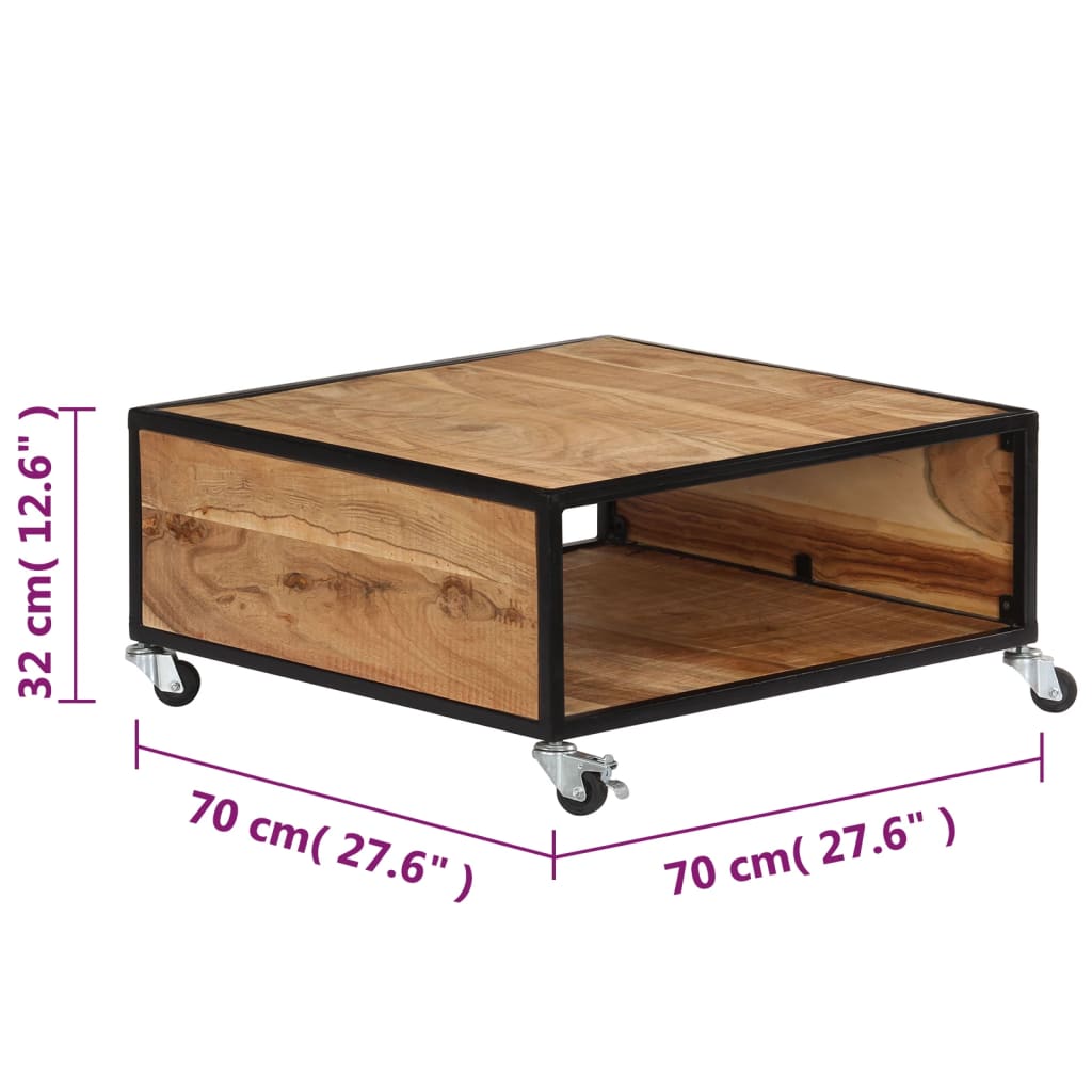 Couchtisch 70x70x32 cm Massivholz Akazie