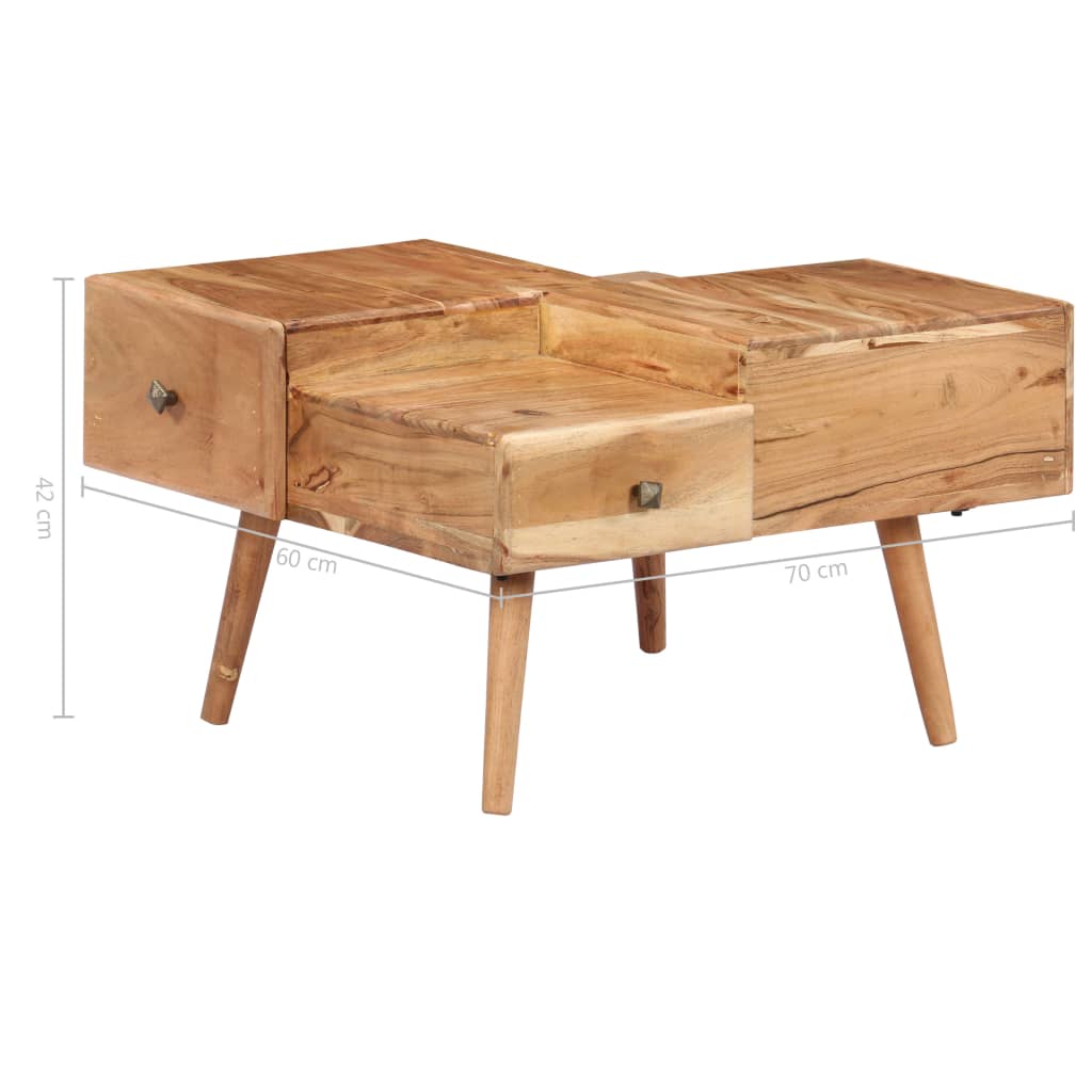 Couchtisch 70x60x42 cm Massivholz Akazie