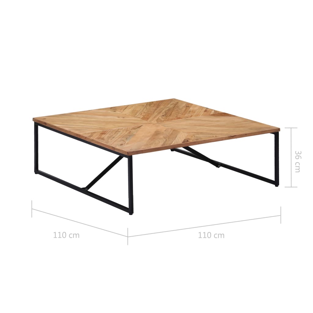 Table basse 110x110x36 cm en bois d'acacia massif