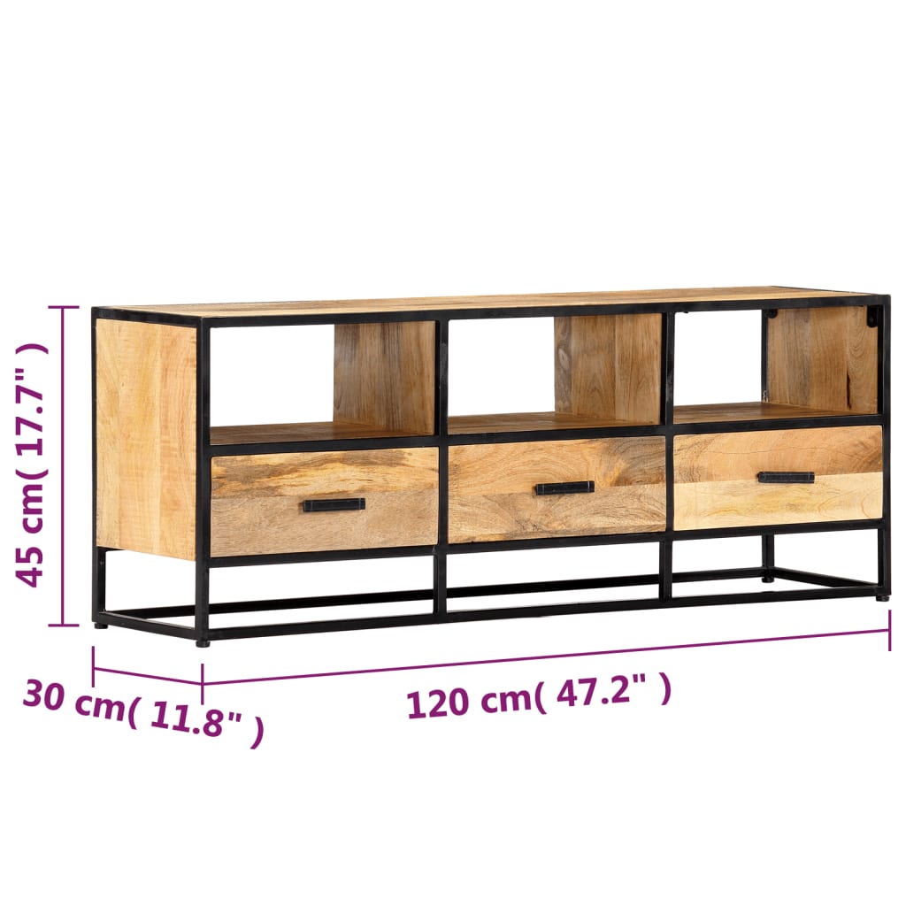 TV-Schrank 120x30x45 cm Massivholz Mango