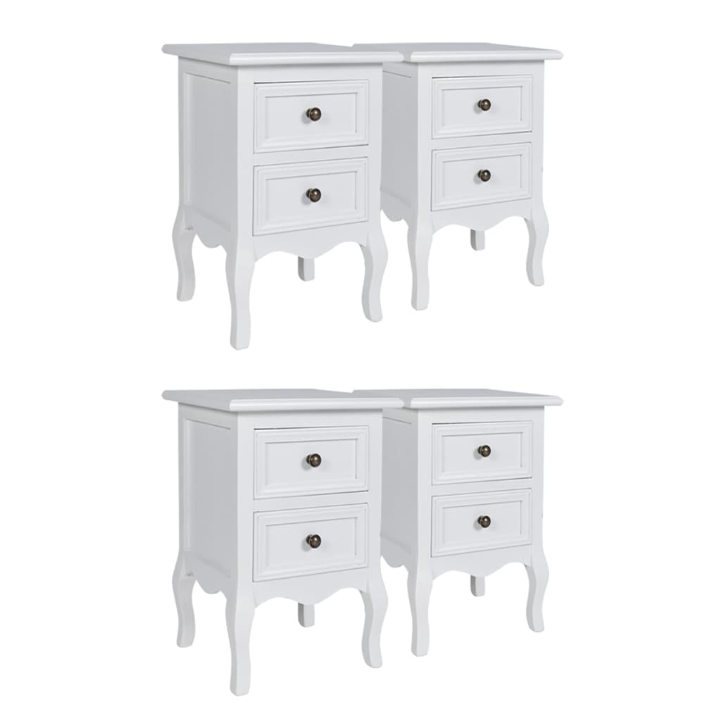 Tables de chevet 4 pièces avec 2 tiroirs en MDF blanc