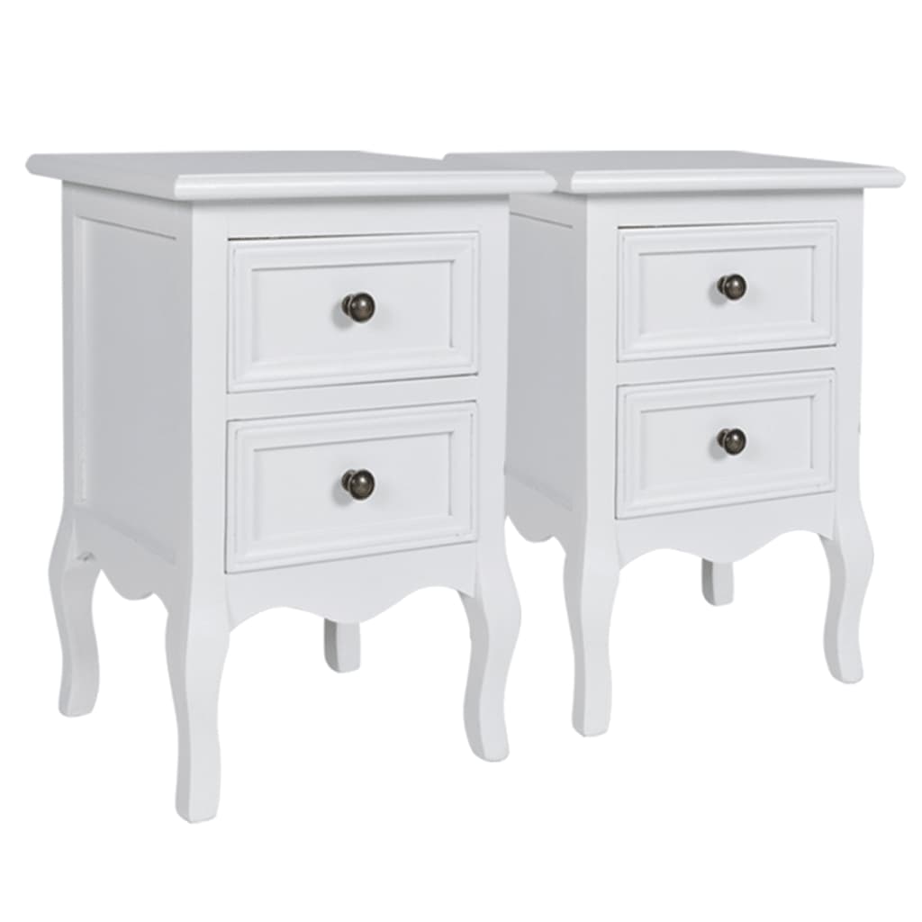 Tables de chevet 4 pièces avec 2 tiroirs en MDF blanc