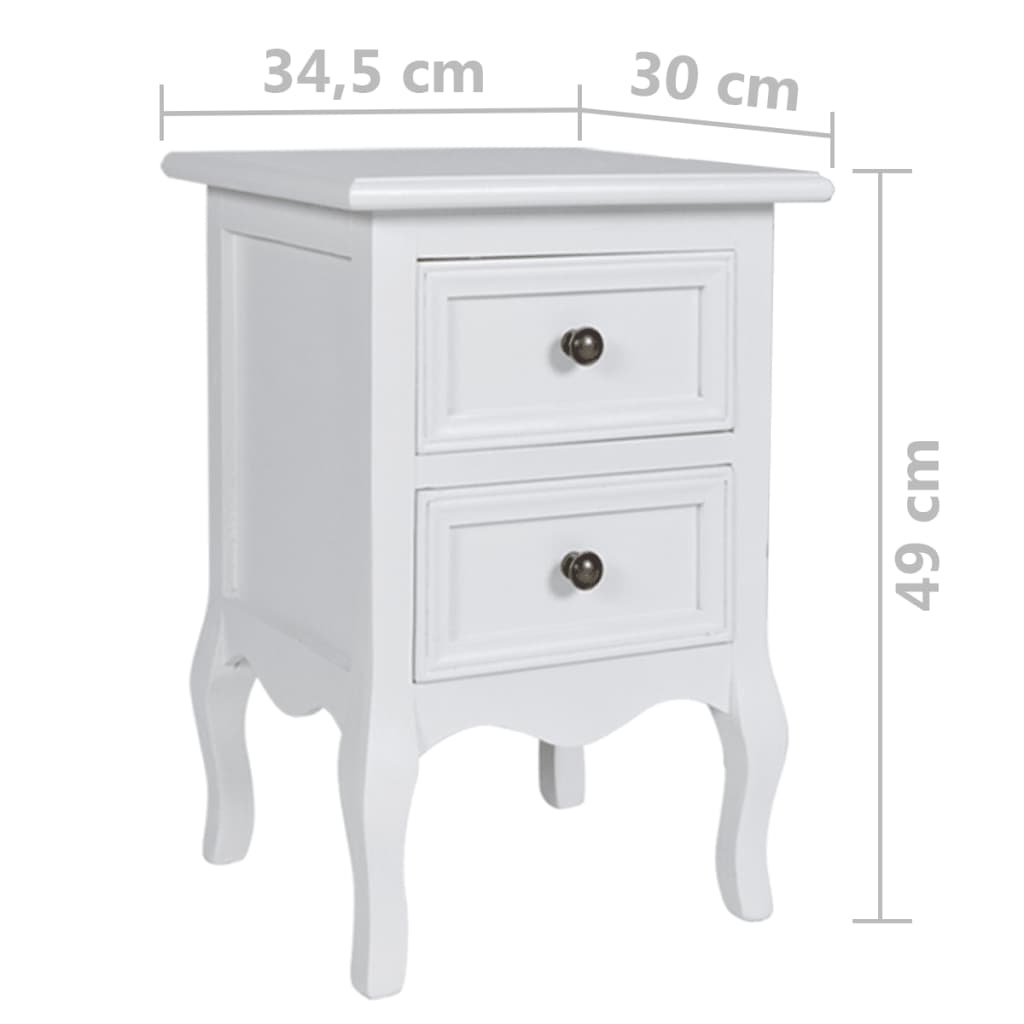 Tables de chevet 4 pièces avec 2 tiroirs en MDF blanc