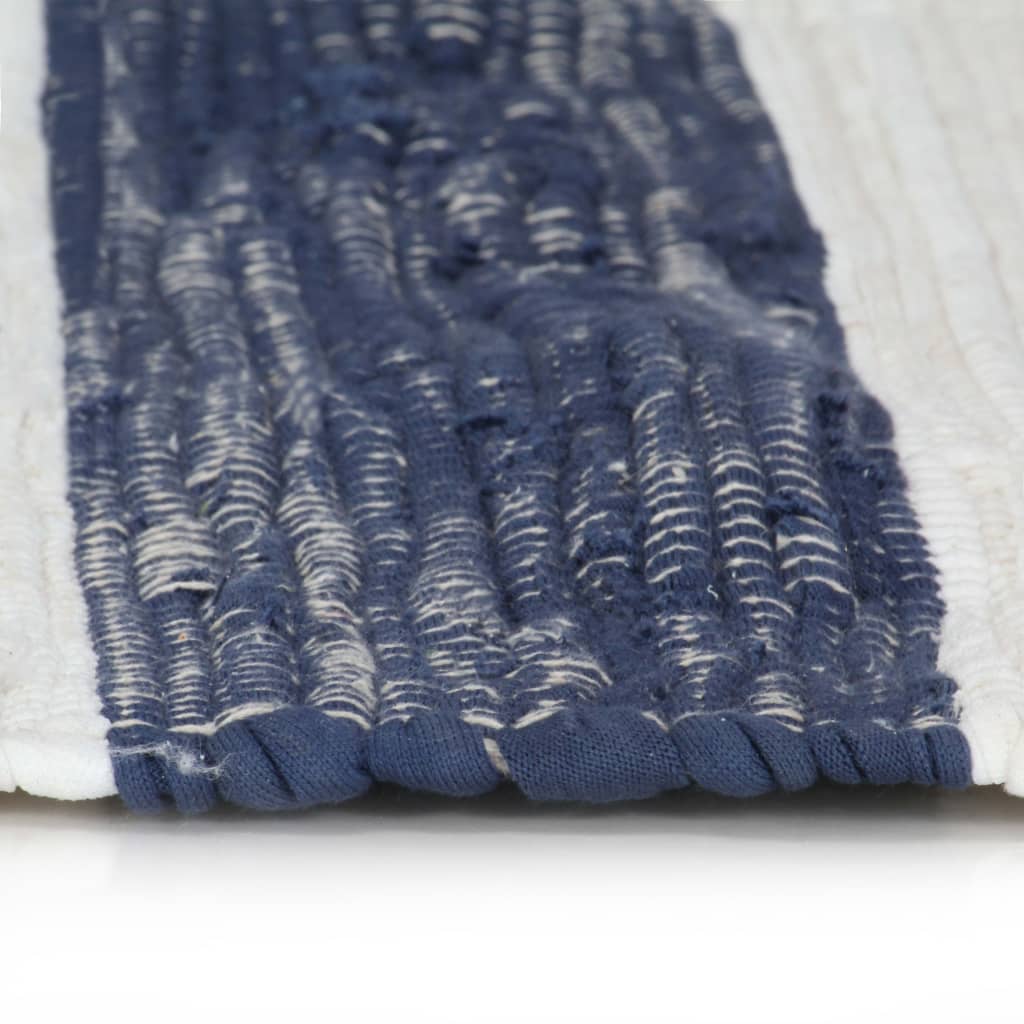 Chindi-Teppich Handgewebt Baumwolle 200x290 cm Blau Weiß