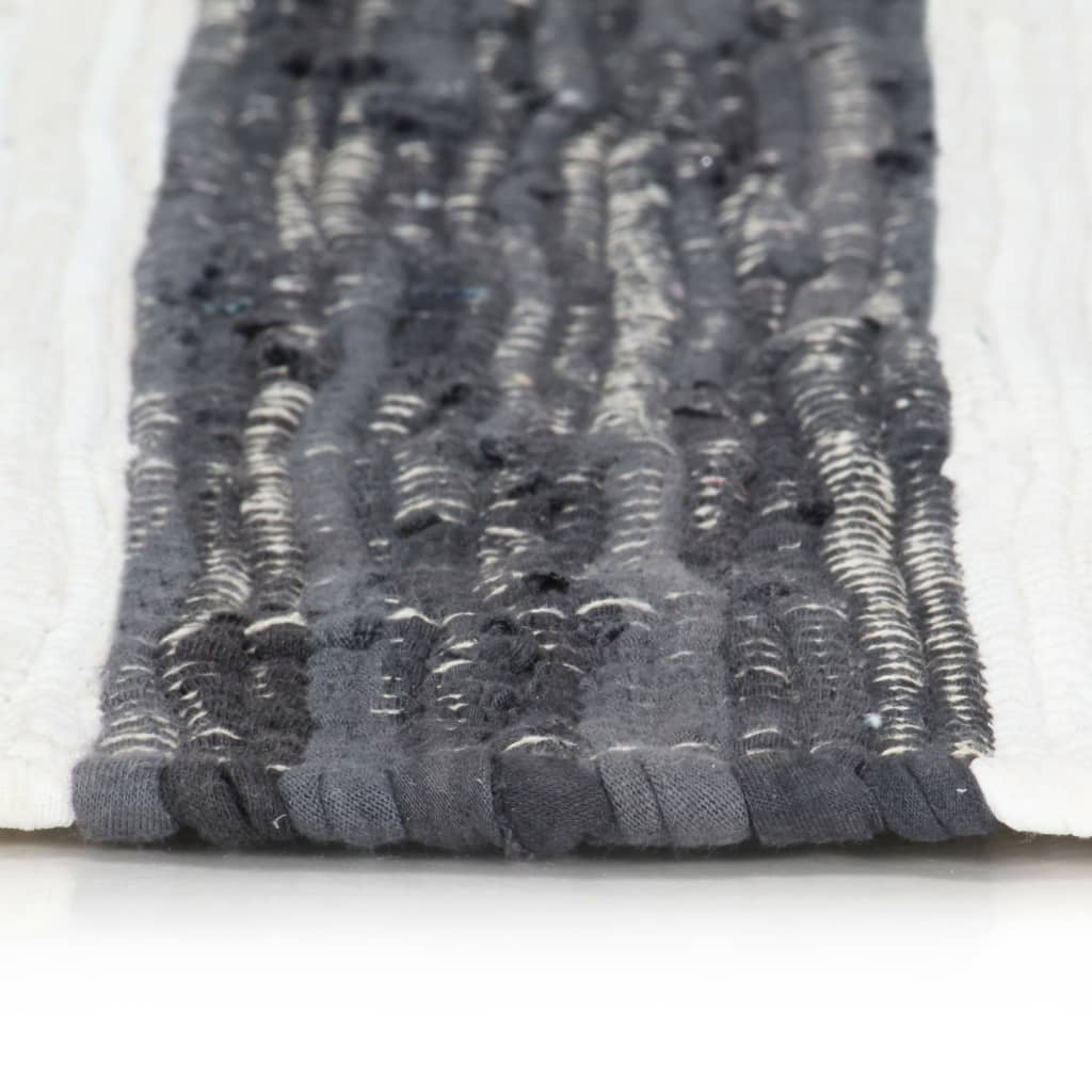 Handgewebter Chindi-Teppich Baumwolle 160x230cm Anthrazit Weiß