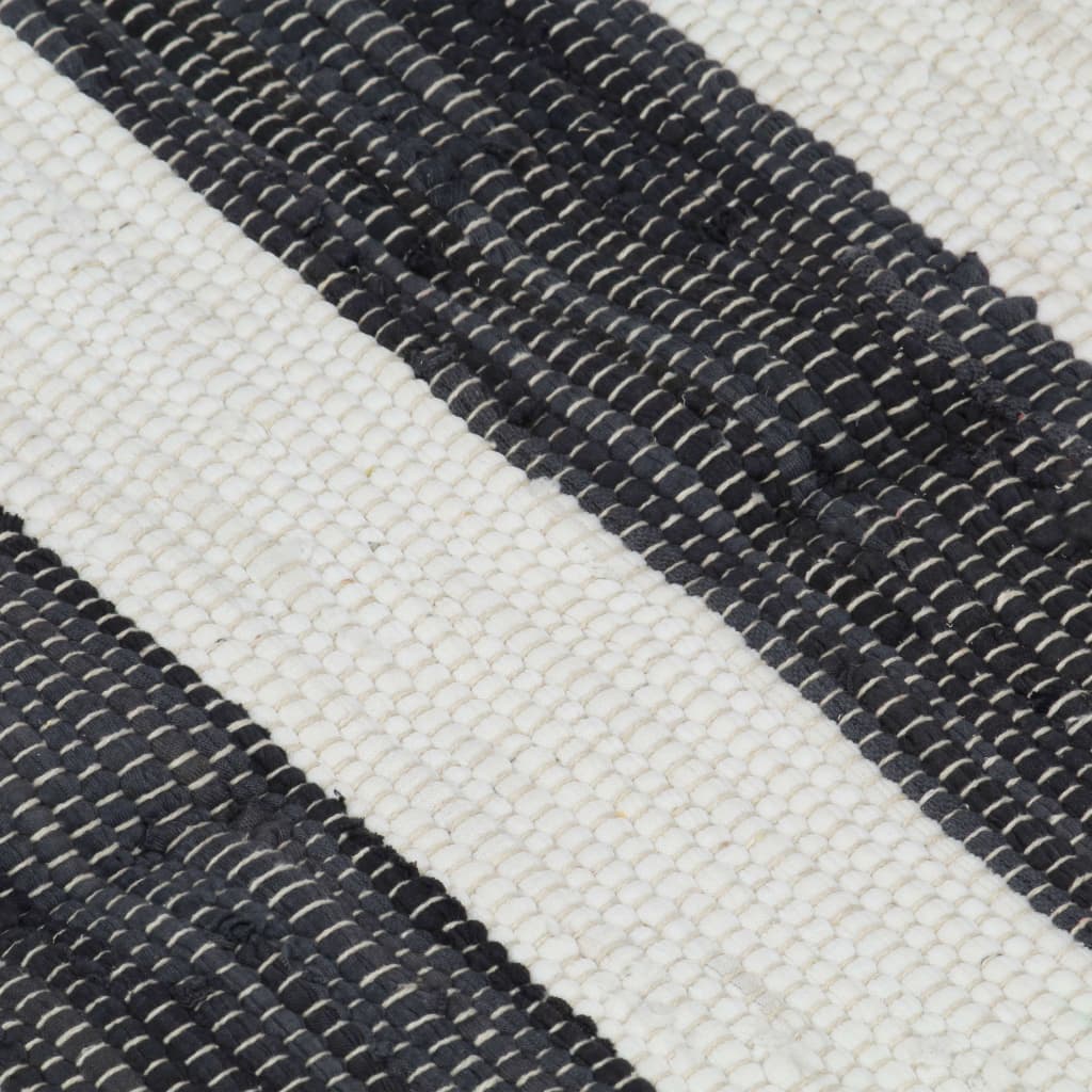 Handgewebter Chindi-Teppich Baumwolle 200x290cm Anthrazit Weiß