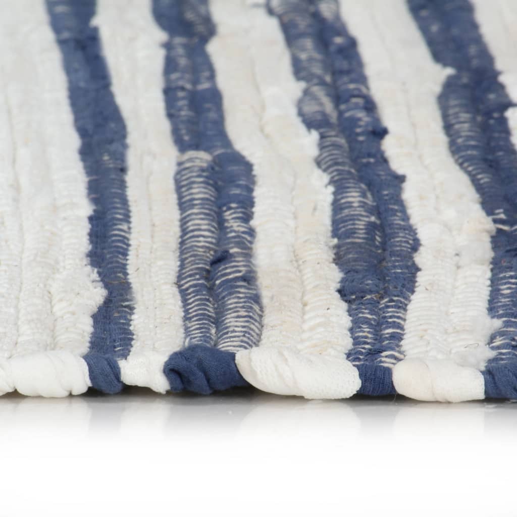 Handgewebter Chindi-Teppich Baumwolle 200x290cm Blau und Weiß