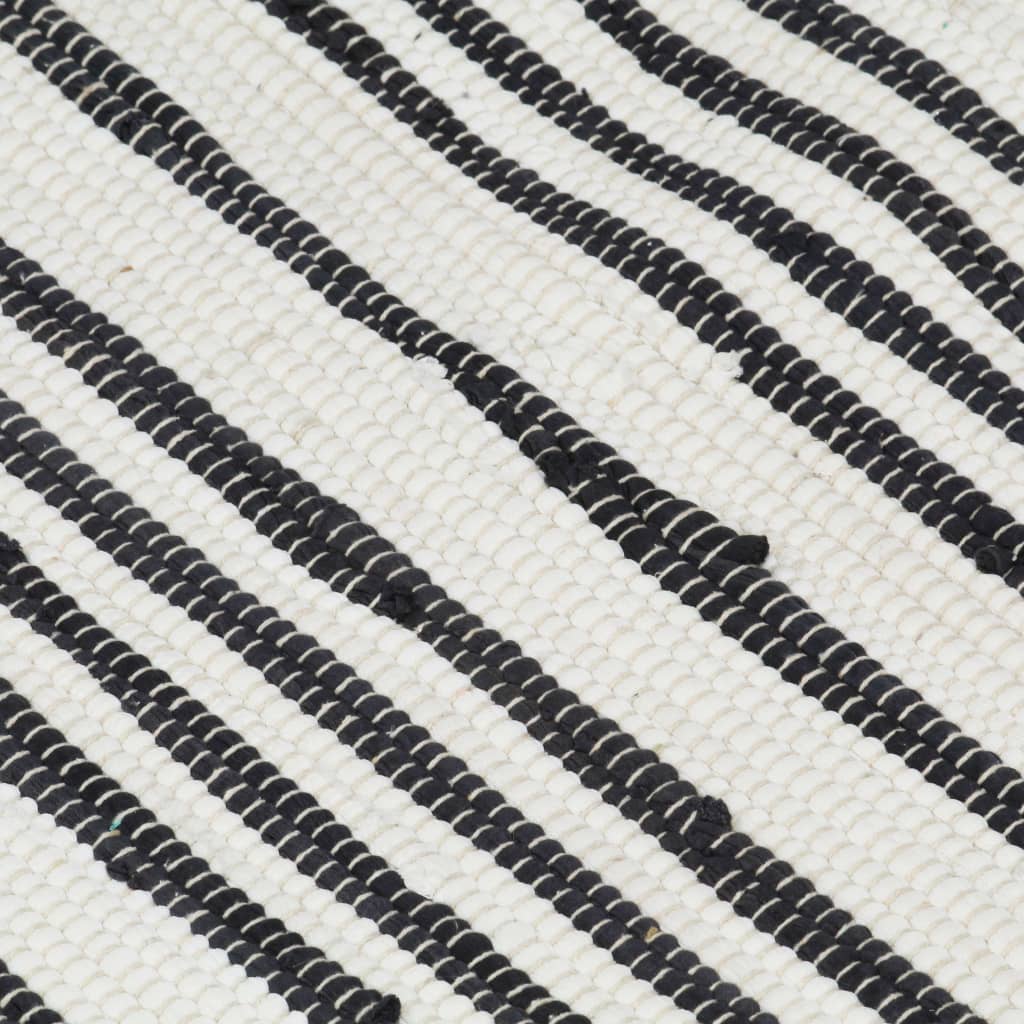 Handgewebter Chindi-Teppich Baumwolle 160x230cm Anthrazit Weiß