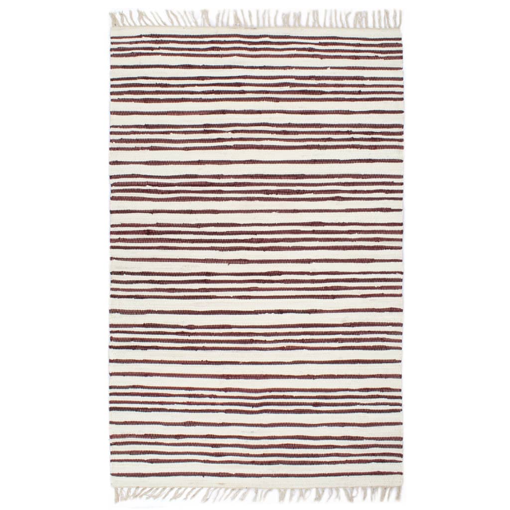 Handgewebter Chindi-Teppich Baumwolle 200x290cm Weinrot Weiß