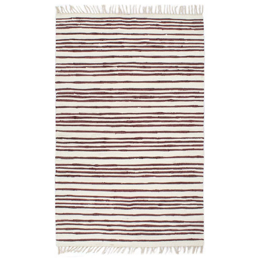 Handgewebter Chindi-Teppich Baumwolle 200x290cm Weinrot Weiß