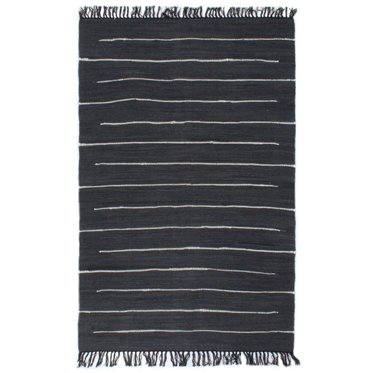Handgewebter Chindi-Teppich Baumwolle 120x170 cm Anthrazit