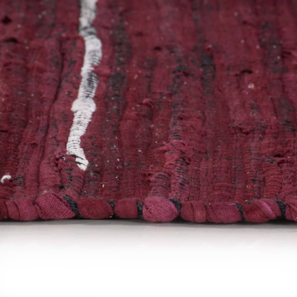 Chindi-Teppich Handgewebt Baumwolle 80x160 cm Weinrot