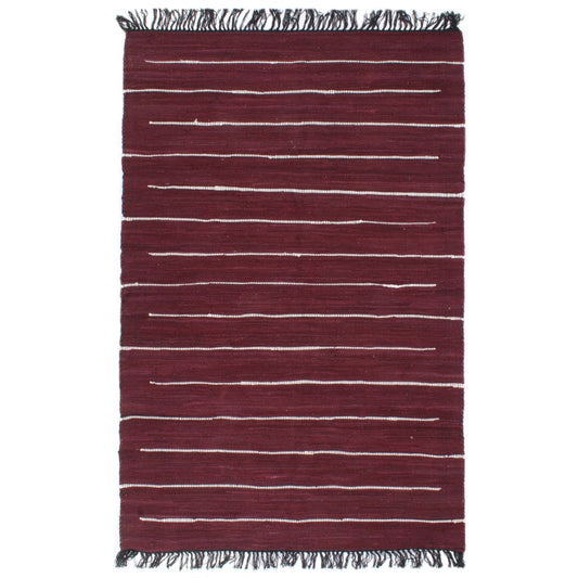 Handgewebter Chindi-Teppich Baumwolle 160x230 cm Weinrot