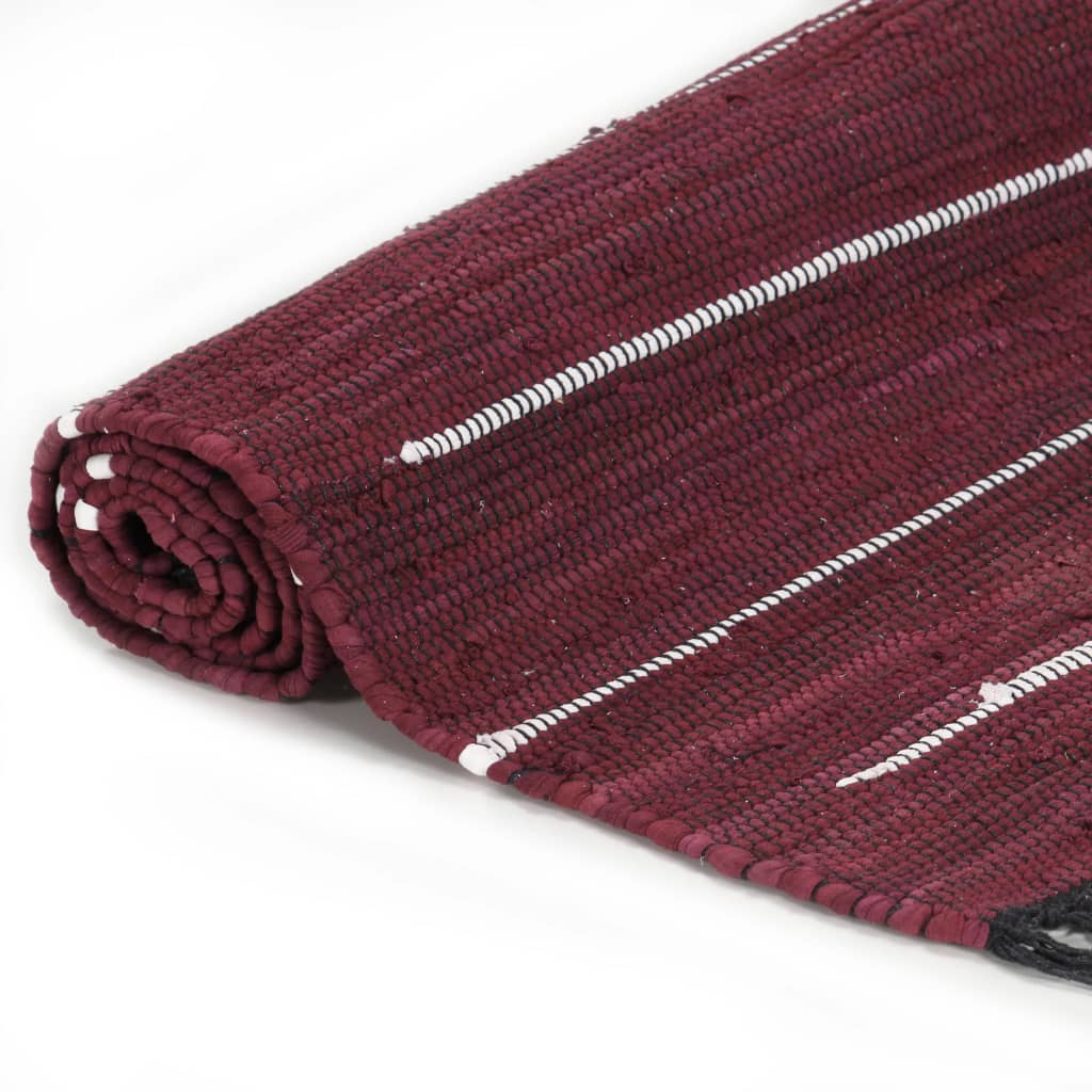 Handgewebter Chindi-Teppich Baumwolle 160x230 cm Weinrot
