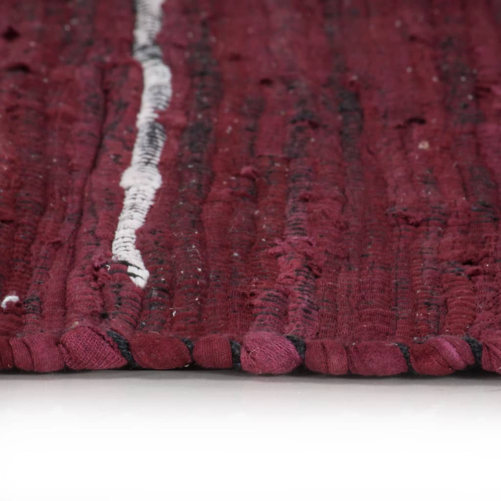 Handgewebter Chindi-Teppich Baumwolle 160x230 cm Weinrot