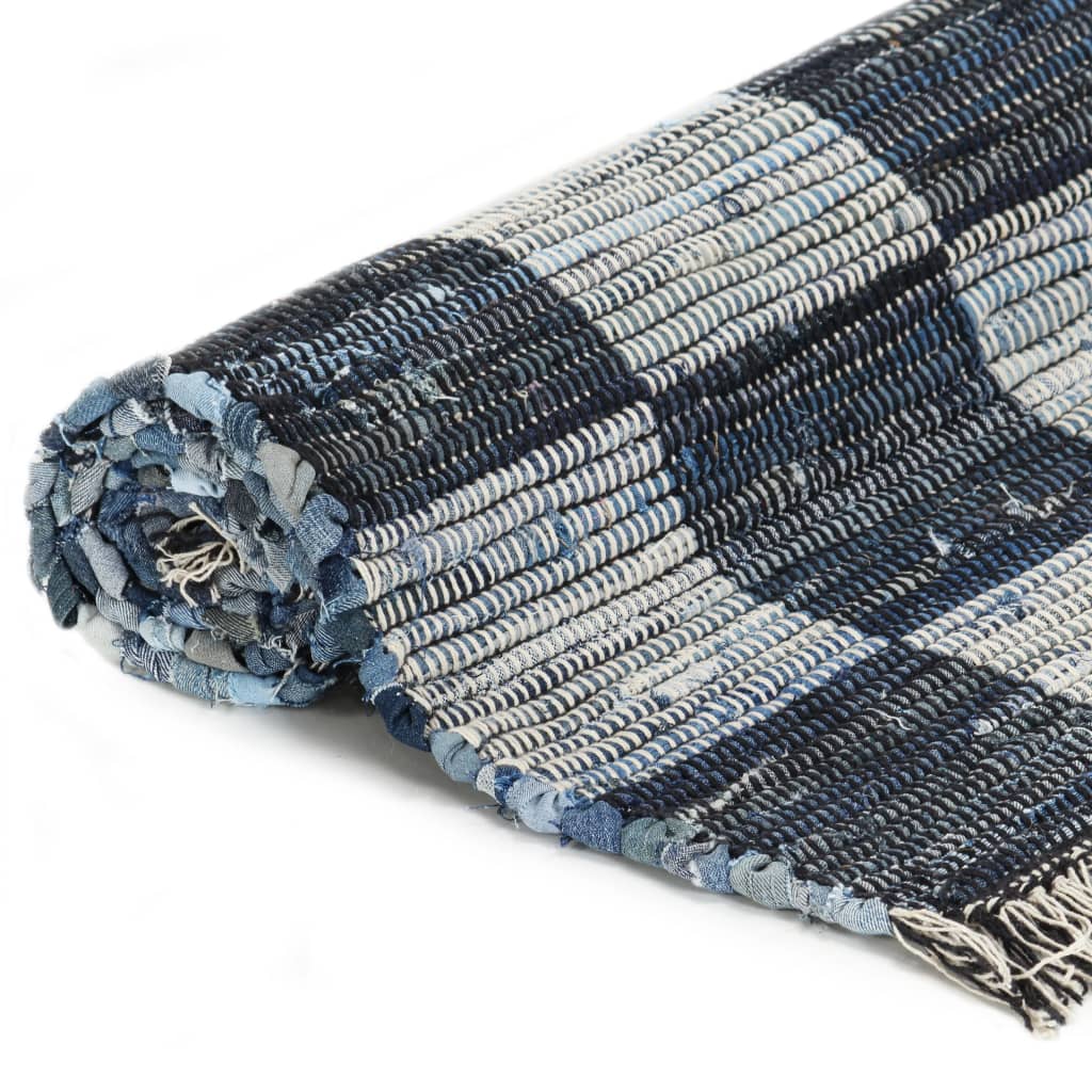 Chindi-Teppich Handgewebt Denim 120x170 cm Blau