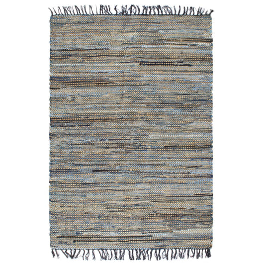 Handgewebter Chindi-Teppich Denim Jute 80 x 160 cm Mehrfarbig
