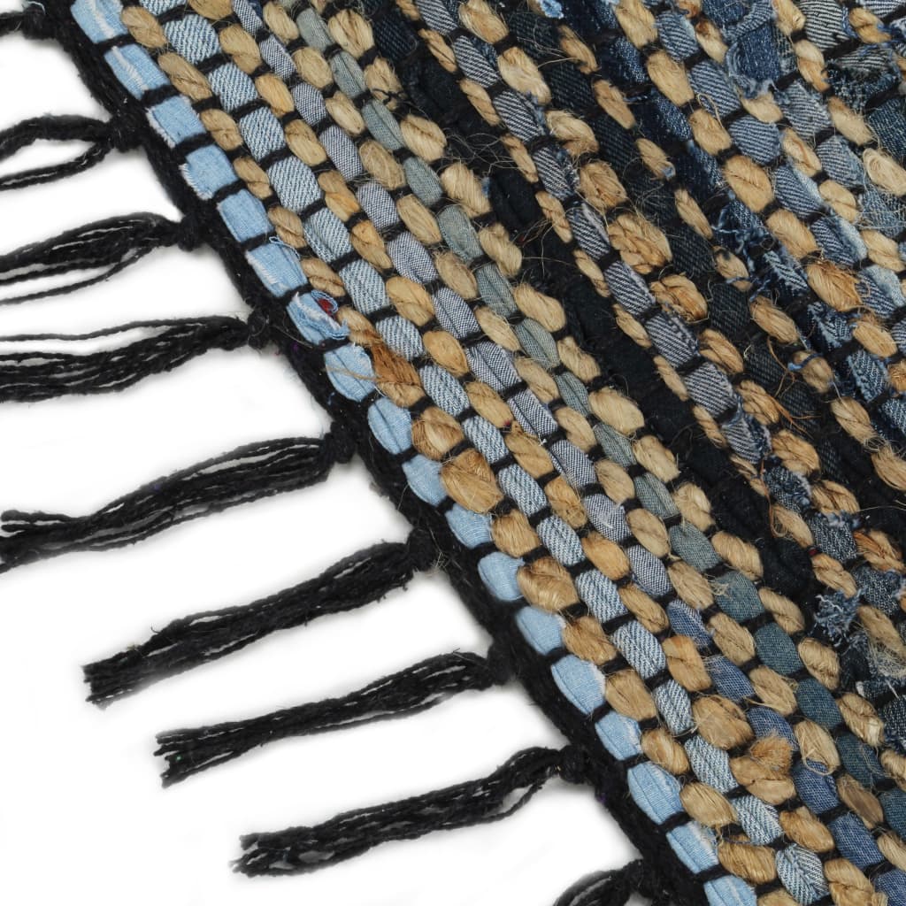 Handgewebter Chindi-Teppich Denim Jute 80 x 160 cm Mehrfarbig