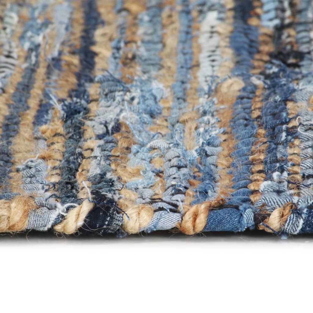 Handgewebter Chindi-Teppich Denim Jute 120 x 170 cm Mehrfarbig