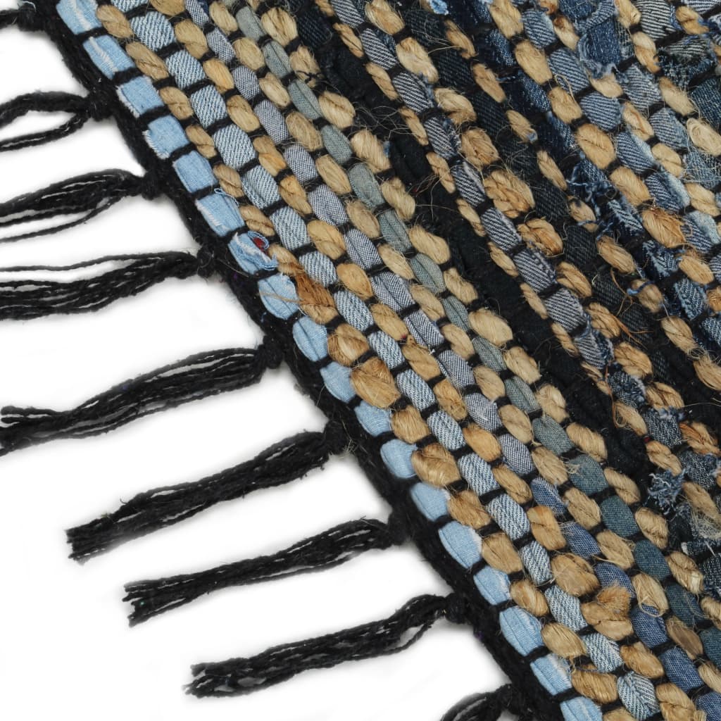 Handgewebter Chindi-Teppich Denim Jute 120 x 170 cm Mehrfarbig