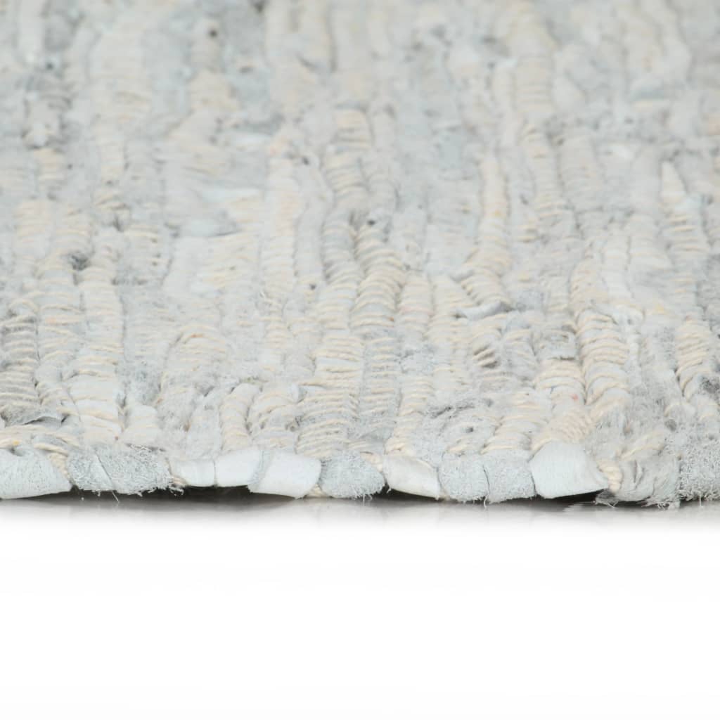 Handgewebter Chindi-Teppich Leder 80 x 160 cm Hellgrau