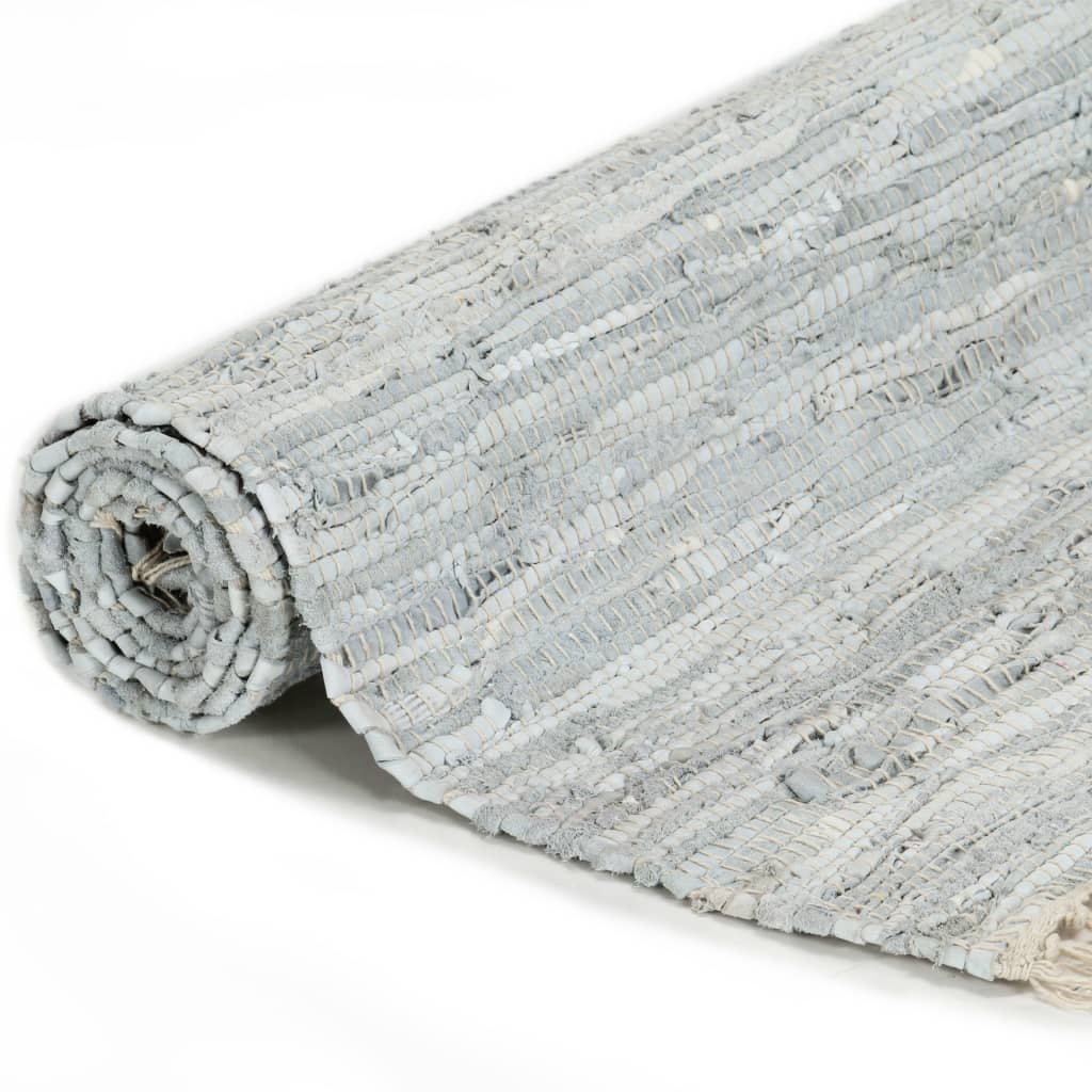Handgewebter Chindi-Teppich Leder 160x230 cm Hellgrau